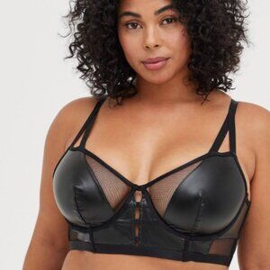 SOLD, NEW, TORRID, Fauz Leather & Mesh Black Bra